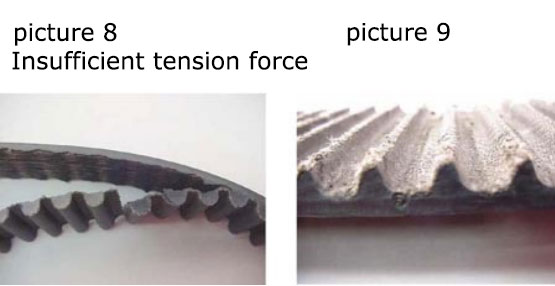 timing belts Insufficient tension force