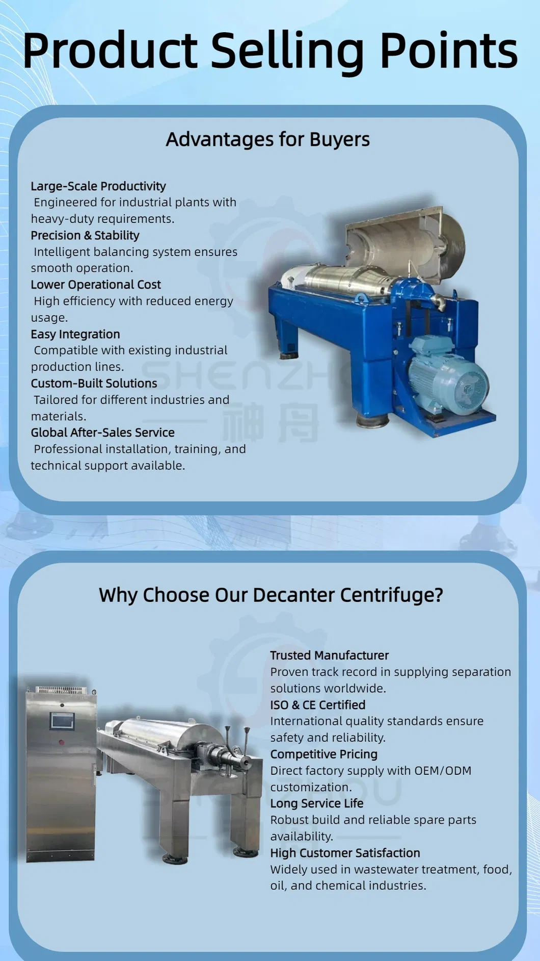  Dekanterzentrifuge für die Käseherstellung – Molkenproteingewinnung
