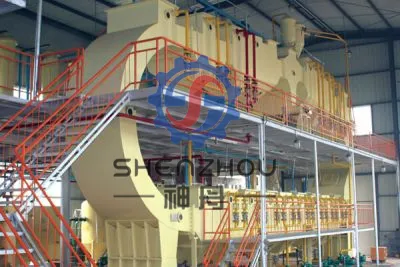  Officina extractionis solventis olei soiae, furfuris oryzae, decem ad centum tonnas per diem, altae olei proventus.