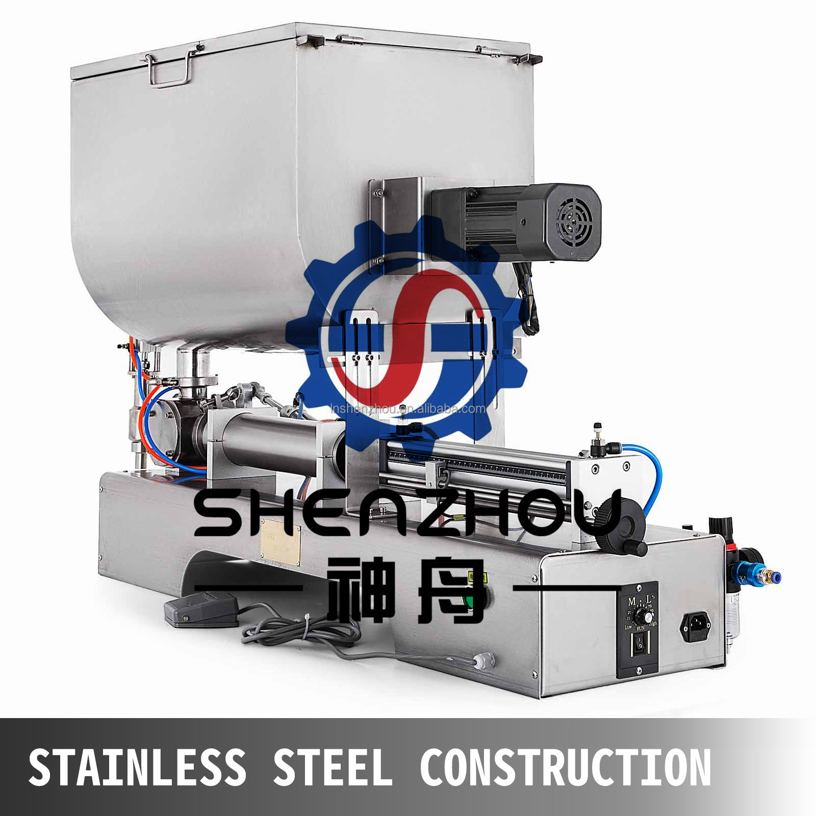 Shenzhou - Máquina horizontal pneumática de enchimento de pasta com função de mistura, máquina de enchimento semiautomática. Máquina de enchimento e embalagem. 9