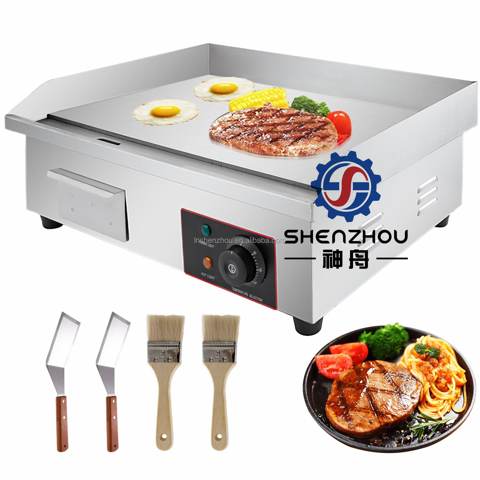 Shenzhou - 3000W 22" Gewerbliche elektrische Tischgrillplatte, Mehrzweck-Kochplatte, Spiralgrillplatte, Flachgrillplatte, BBL Metall-Lebensmittelmaschine 8