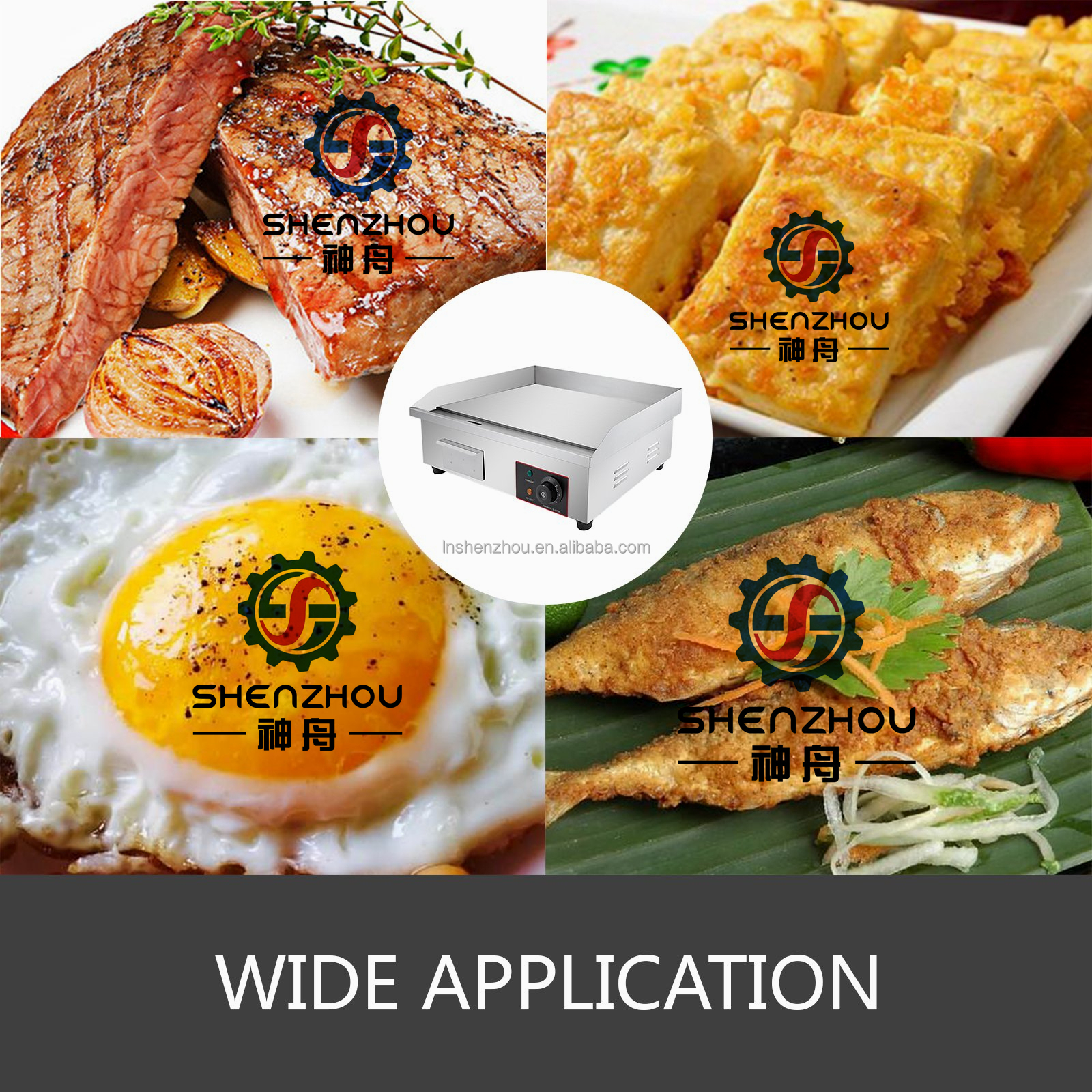 Shenzhou - 3000W 22" Gewerbliche elektrische Tischgrillplatte, Mehrzweck-Kochplatte, Spiralgrillplatte, Flachgrillplatte, BBL Metall-Lebensmittelmaschine 16