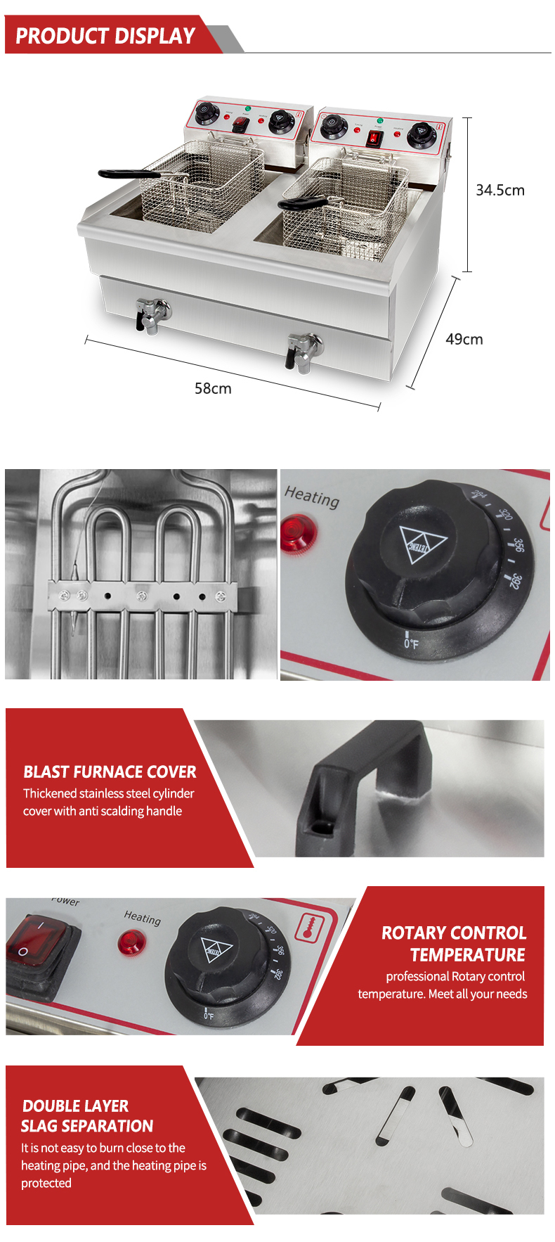 Shenzhou - Kitchen use 6L+6L Double tank gas Deep Fryer French Fries Machine Chicken donut fryer Restaurant Equipment Food Machine 8