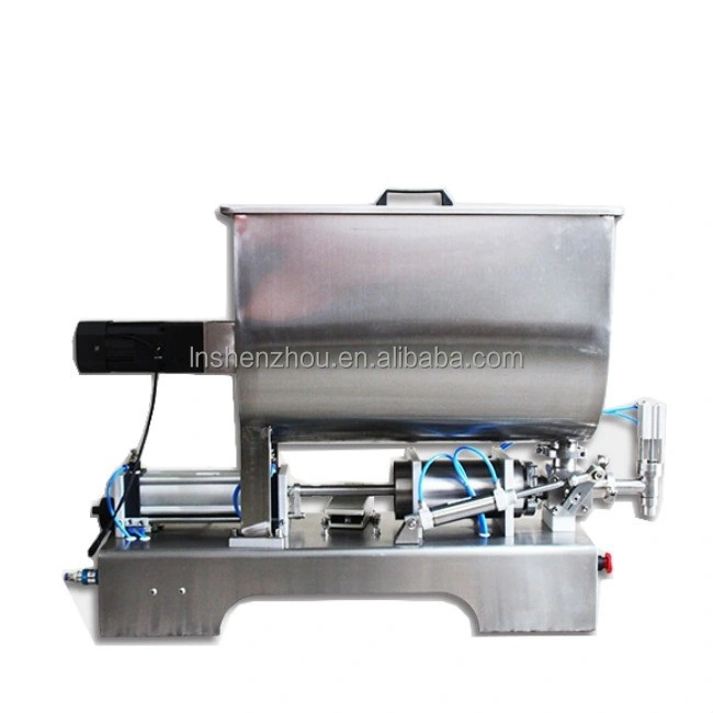 Shenzhou - Pneumatic Paste Filler Thick Sauce Sugar toothpaste Chutney Tomato Peanut Butter Bottle Filling Machine with Mixer and Heater Filling&Packing Machine 1