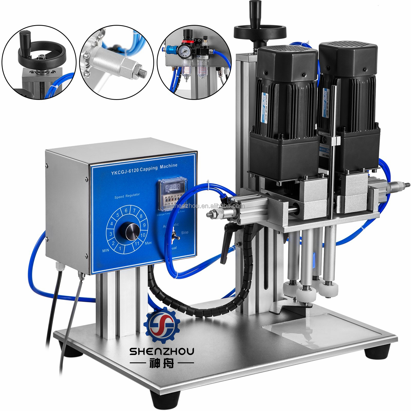 Shenzhou - Pneumatic Desktop Perfume Collar Ring Small Bottle Crimping Pressing Machine Perfume Glass Bottle Capping Machine Filling&Packing Machine 10