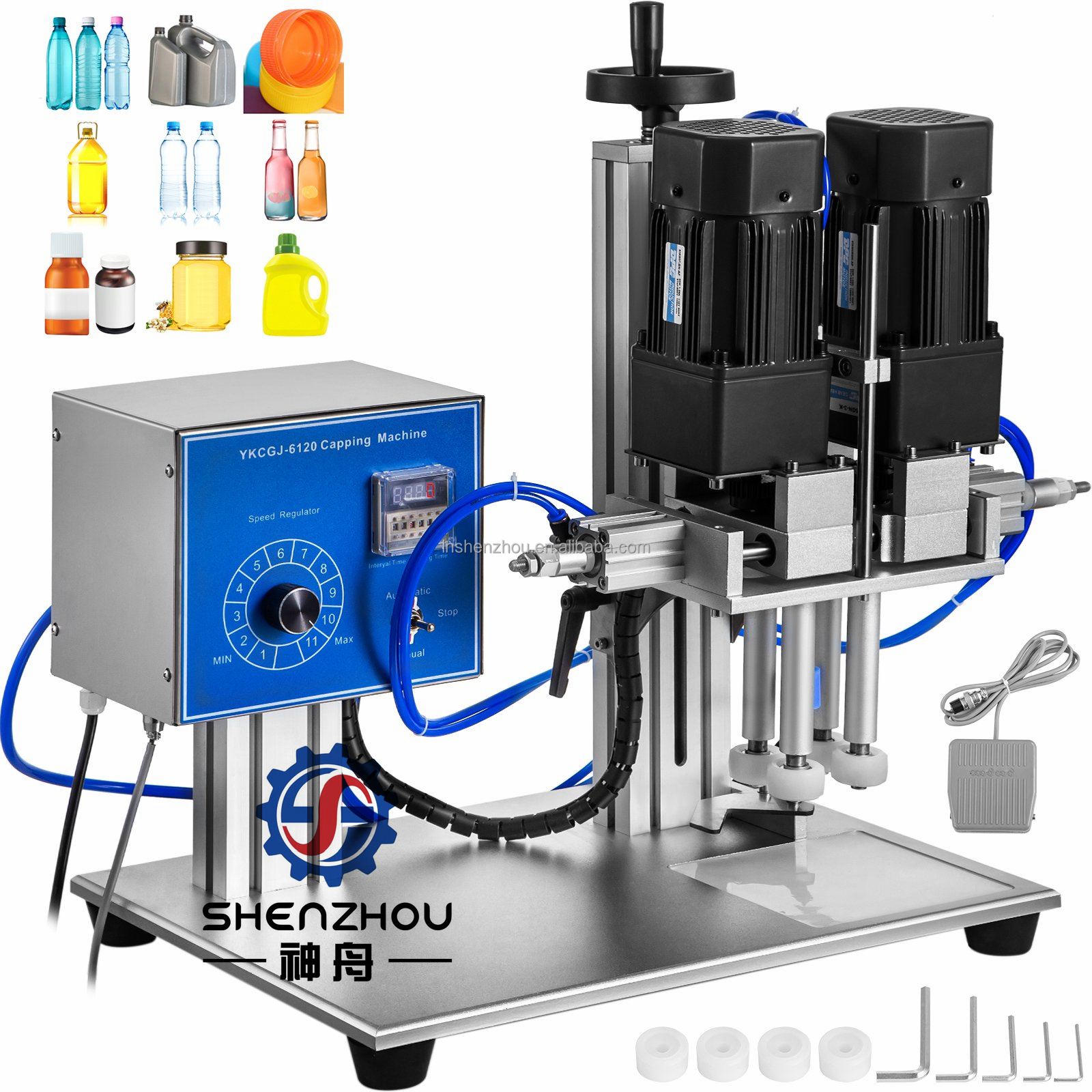 Shenzhou - Pneumatic Desktop Perfume Collar Ring Small Bottle Crimping Pressing Machine Perfume Glass Bottle Capping Machine Filling&Packing Machine 8