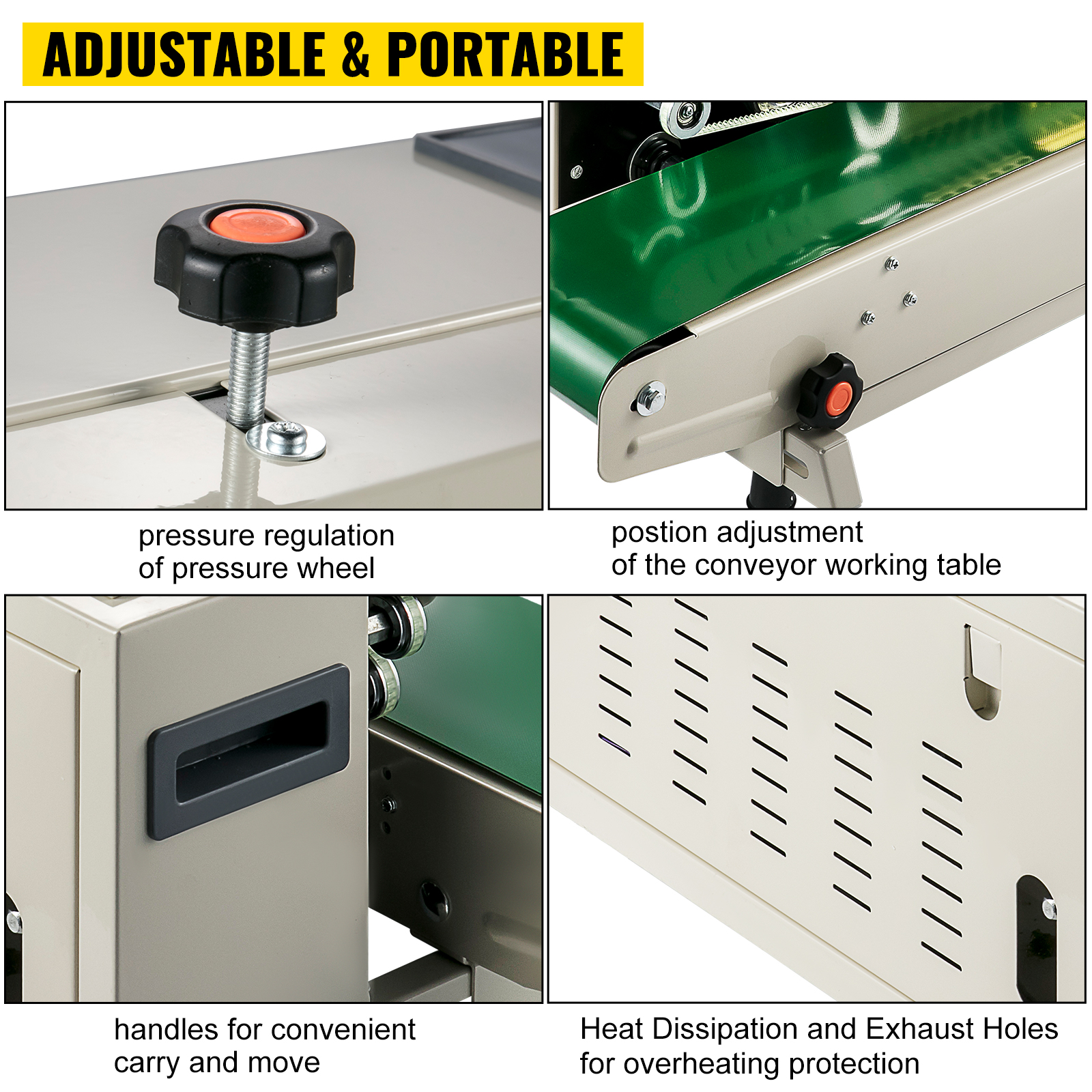 Shenzhou - FR-770 Ленточный запайщик непрерывного действия, горизонтальный, для запайки пакетов, ширина упаковки 6-15 мм, пищевое оборудование 11