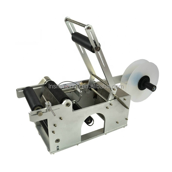 선저우 - 자동 접착식 소형 평면 휴대용 반자동 원형 병 라벨 부착기 충전 및 포장기 8