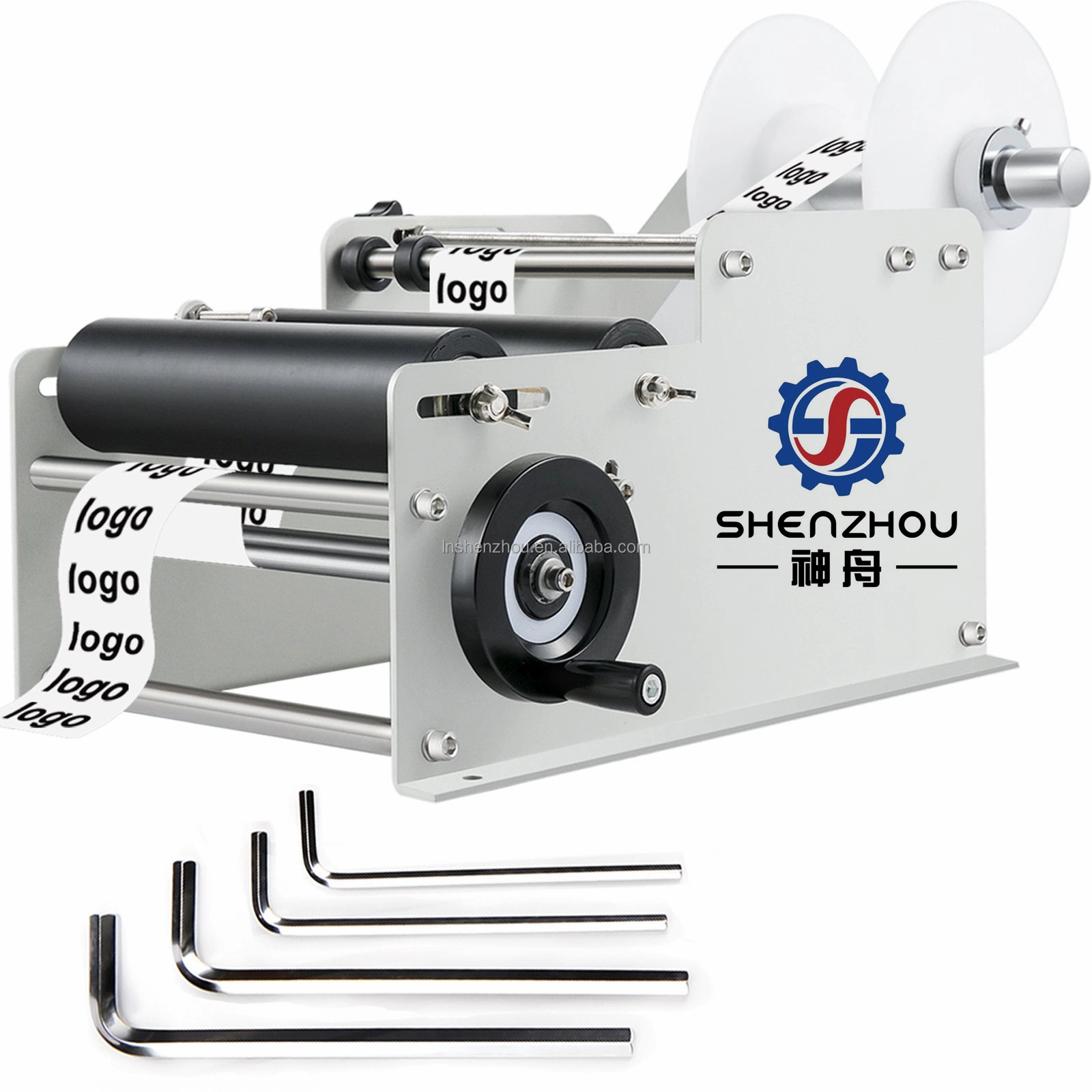 Shenzhou - Manual Round Bottle Labeling Machine Label Applicator 10-30pcs/min White Labeling & Weighting Machine 1