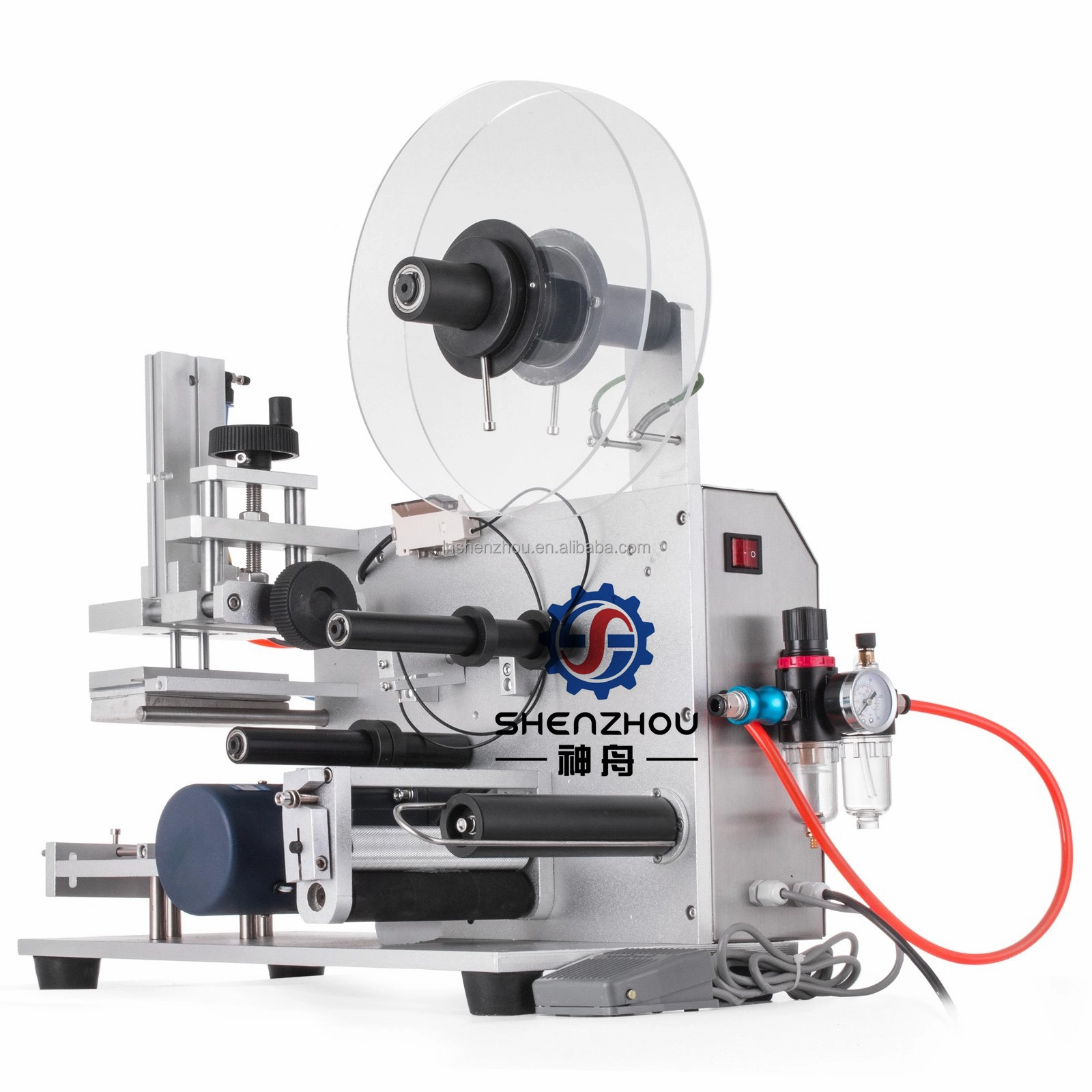 Shenzhou - Полуавтоматическая машина для этикетирования квадратных бутылок, плоских банок, этикетировочная машина, ручная этикетировочно-весовая машина. 1