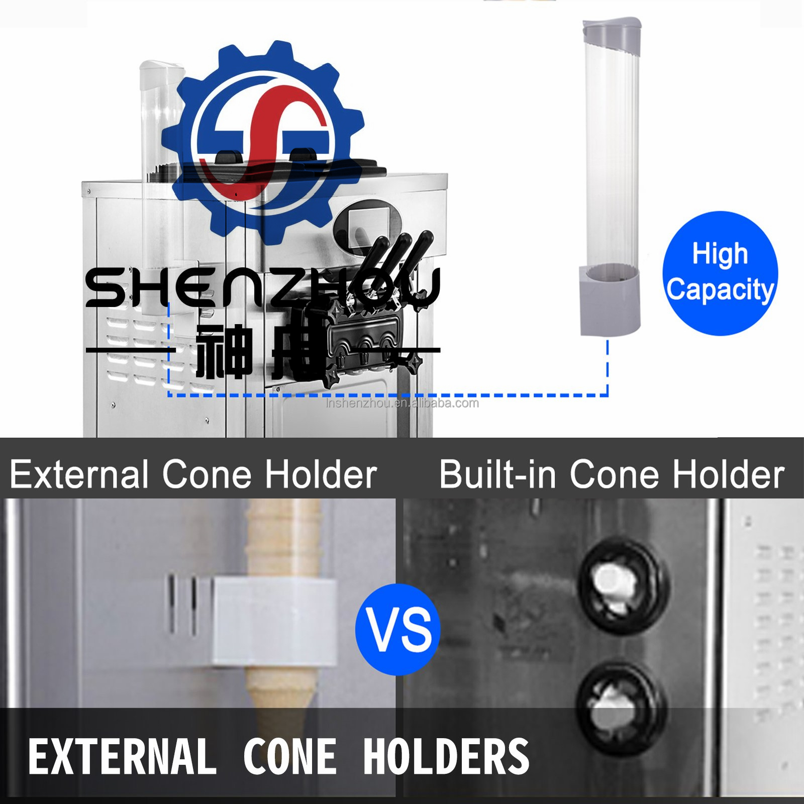 Shenzhou - Commercial Soft Ice Cream Machine 3 Flavors Pre-cooling Auto 304 Stainless Food Machine1 13