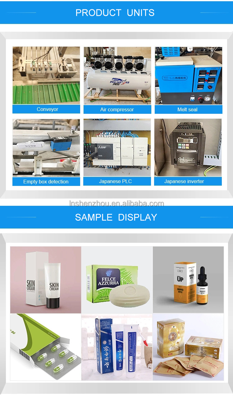 선저우 - 마스크/튜브/화장품/병/비누/식품/음료용 자동 카톤 박스 포장기 및 충전 기계 9