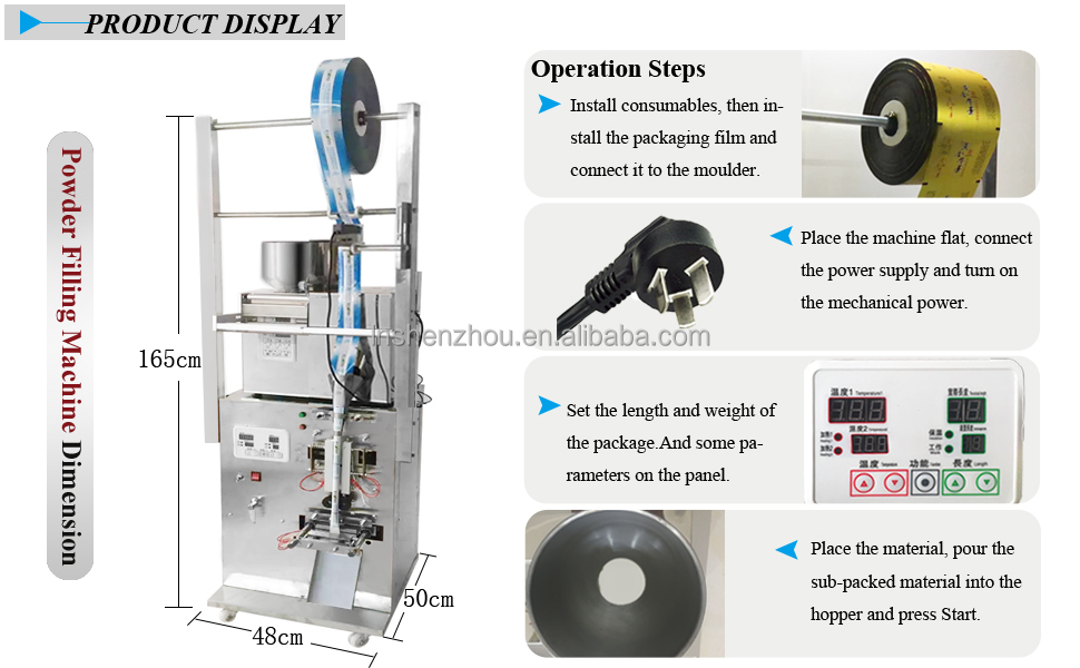 Shenzhou - Machine de remplissage de poudre 1-50 g, machine de pesage et d'emballage entièrement automatique pour poudre de café 8