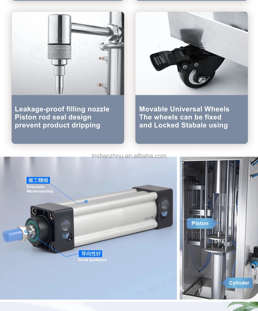 Shenzhou - Machine de remplissage pour confitures, crèmes, sauces, huiles, miel, produits alimentaires, crèmes hydratantes et pâtes - Machine de remplissage de crèmes et de lotions - Machine de remplissage et d'emballage 9