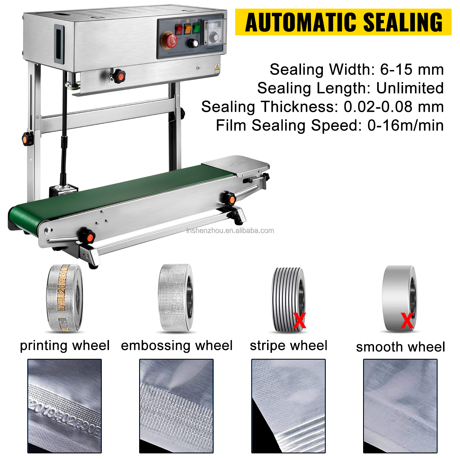 Shenzhou - Automatische, kontinuierliche Bandsiegelmaschine, vertikale Beutelverschließmaschine, Abfüll- und Verpackungsmaschine aus Edelstahl 1 7