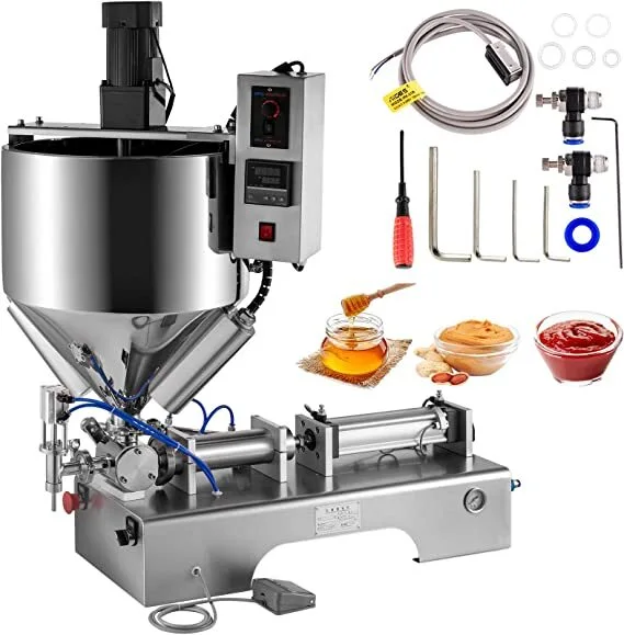 선저우 - 수평형 공압 충전기, 50~500ml 액체 및 페이스트 충전기, 가열 및 교반 기능 포함, 충전 및 포장 기계 1