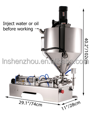 선저우 - 수평형 공압 충전기, 50~500ml 액체 및 페이스트 충전기, 가열 및 교반 기능 포함, 충전 및 포장 기계 14