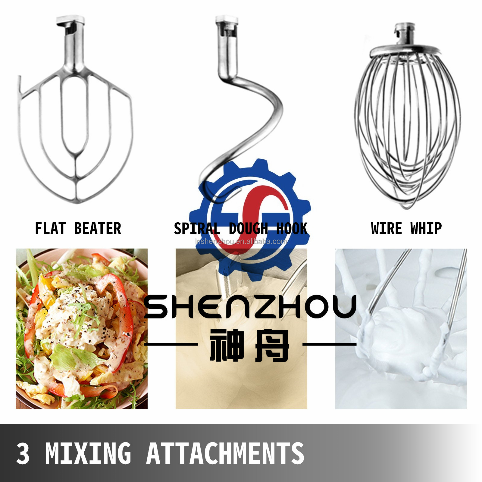Shenzhou - Gewerblicher Lebensmittelmixer für Kuchen, Brot und Bäckereien, Industriemixer, Backform-Mischmaschine 10