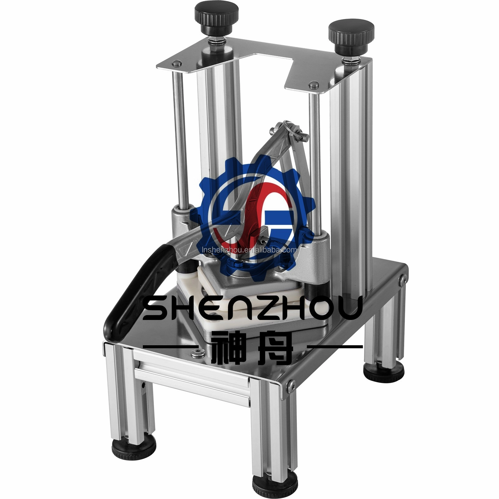 Shenzhou - Hachoir à légumes en métal, lame en acier inoxydable, coupe-légumes manuel rapide et facile pour oignons, tomates, poivrons et pommes de terre. 1