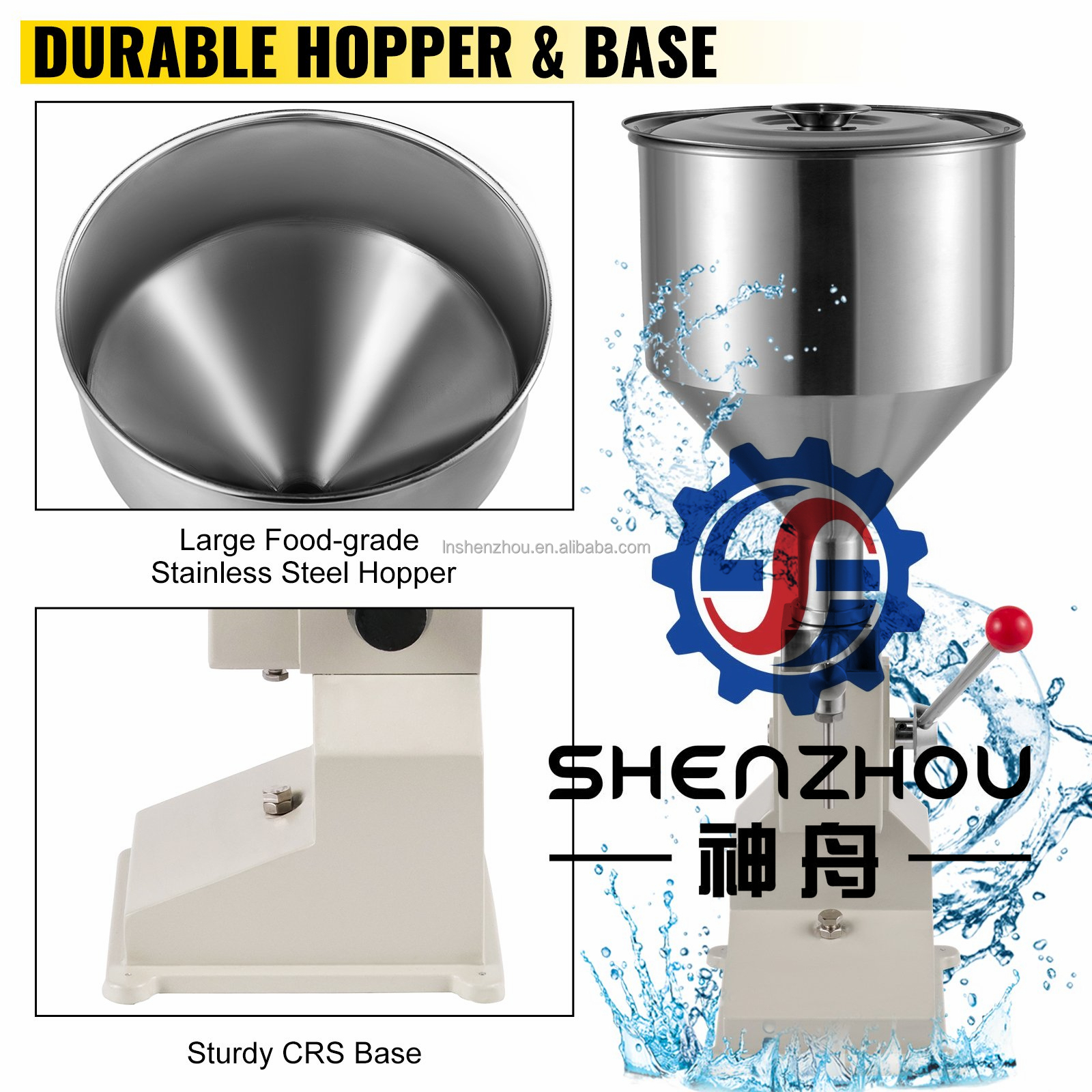 شنتشو - ماكينة تعبئة يدوية للسوائل، ماكينة تعبئة وتغليف قابلة للتعديل من 5 إلى 110 مل 9