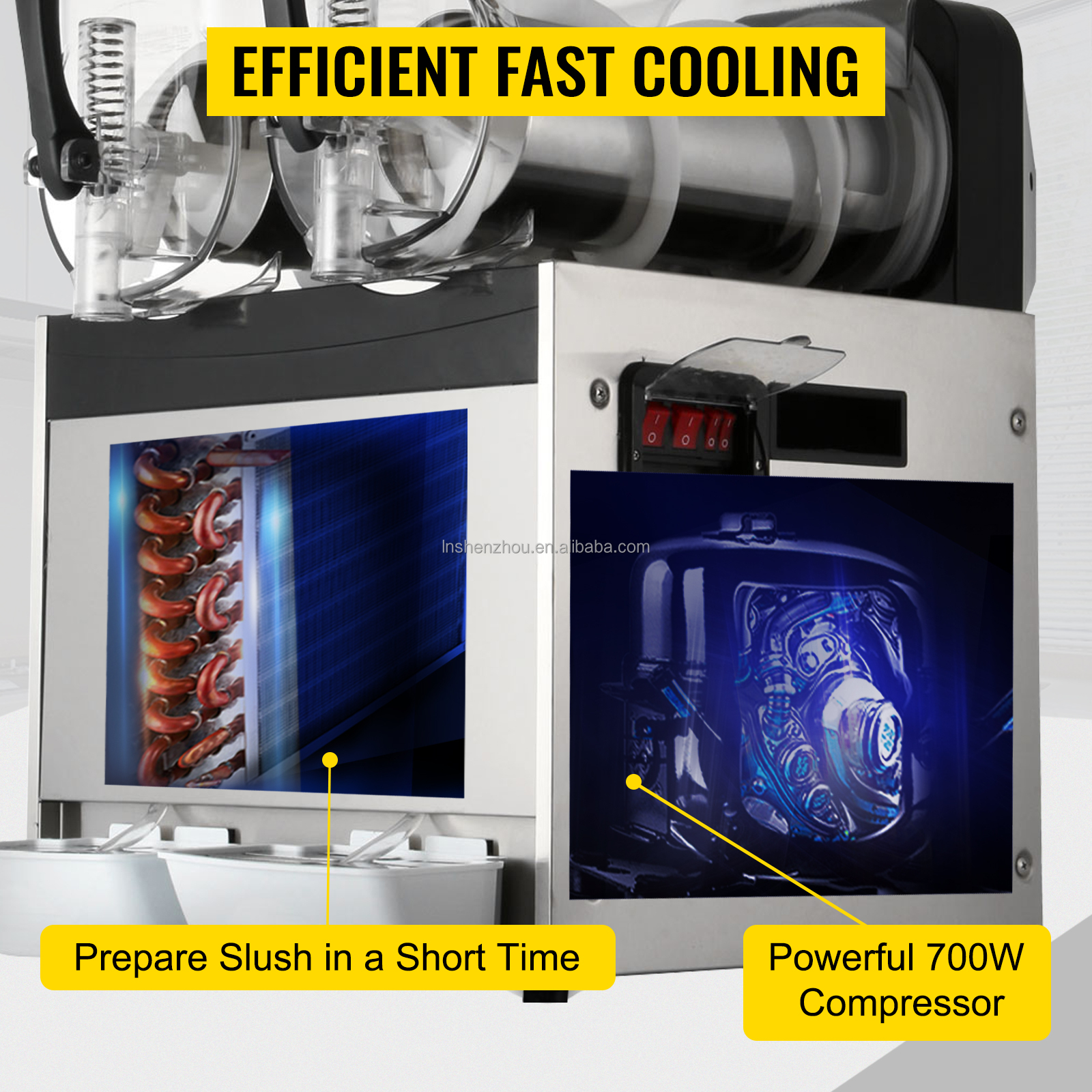 Shenzhou - Máquina para hacer granizados de bebidas congeladas comerciales de 30 l, máquina para hacer batidos, máquina secadora y granuladora de hielo 13