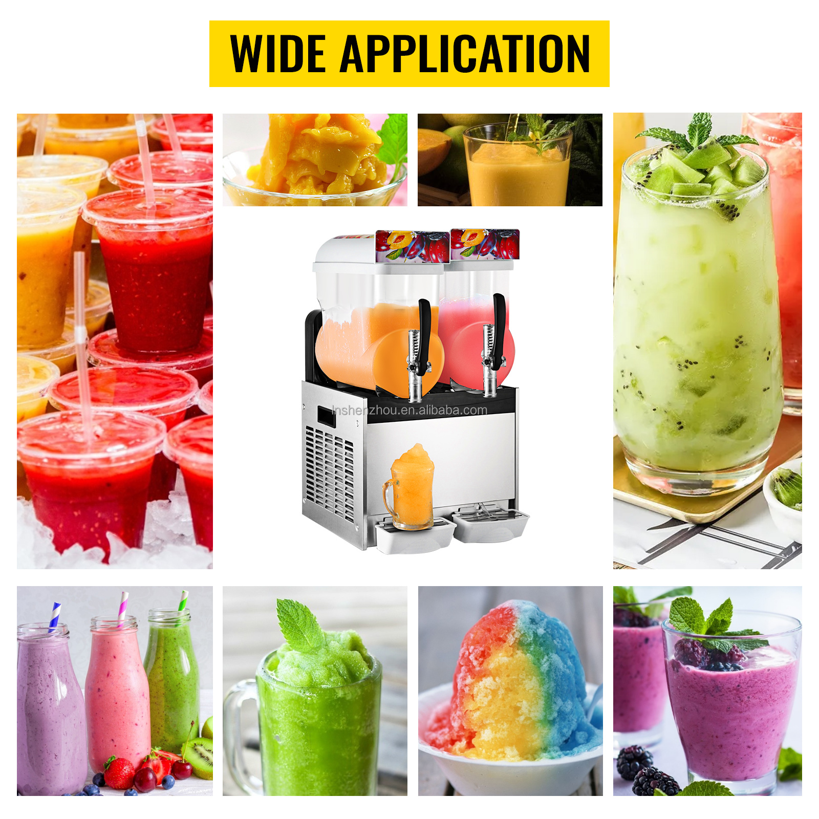 Shenzhou - Máquina para hacer granizados de bebidas congeladas comerciales de 30 l, máquina para hacer batidos, máquina secadora y granuladora de hielo 15