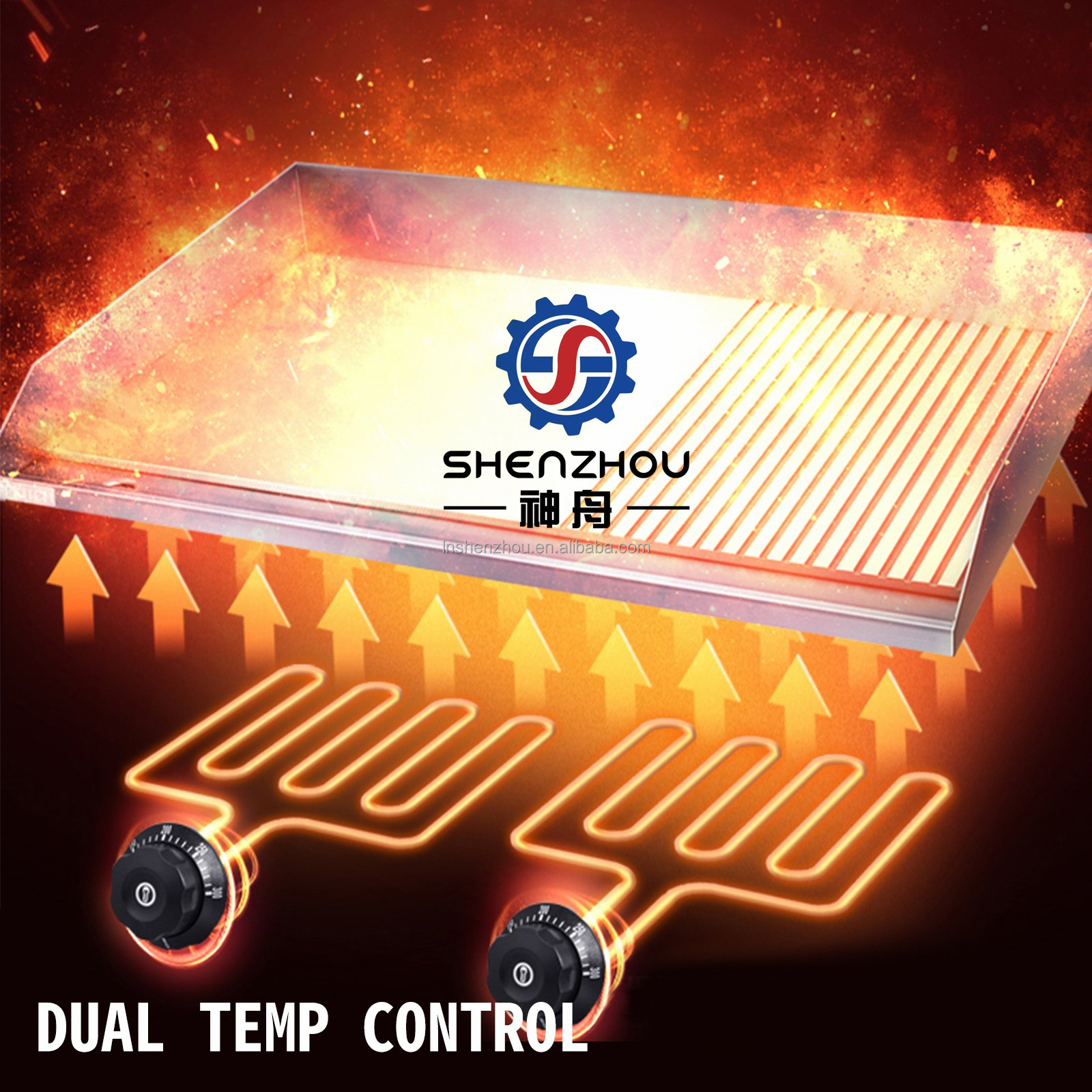 Shenzhou - Электрический гриль с рифленой и плоской поверхностью, коммерческий гриль-сковорода шириной 30 дюймов. 11