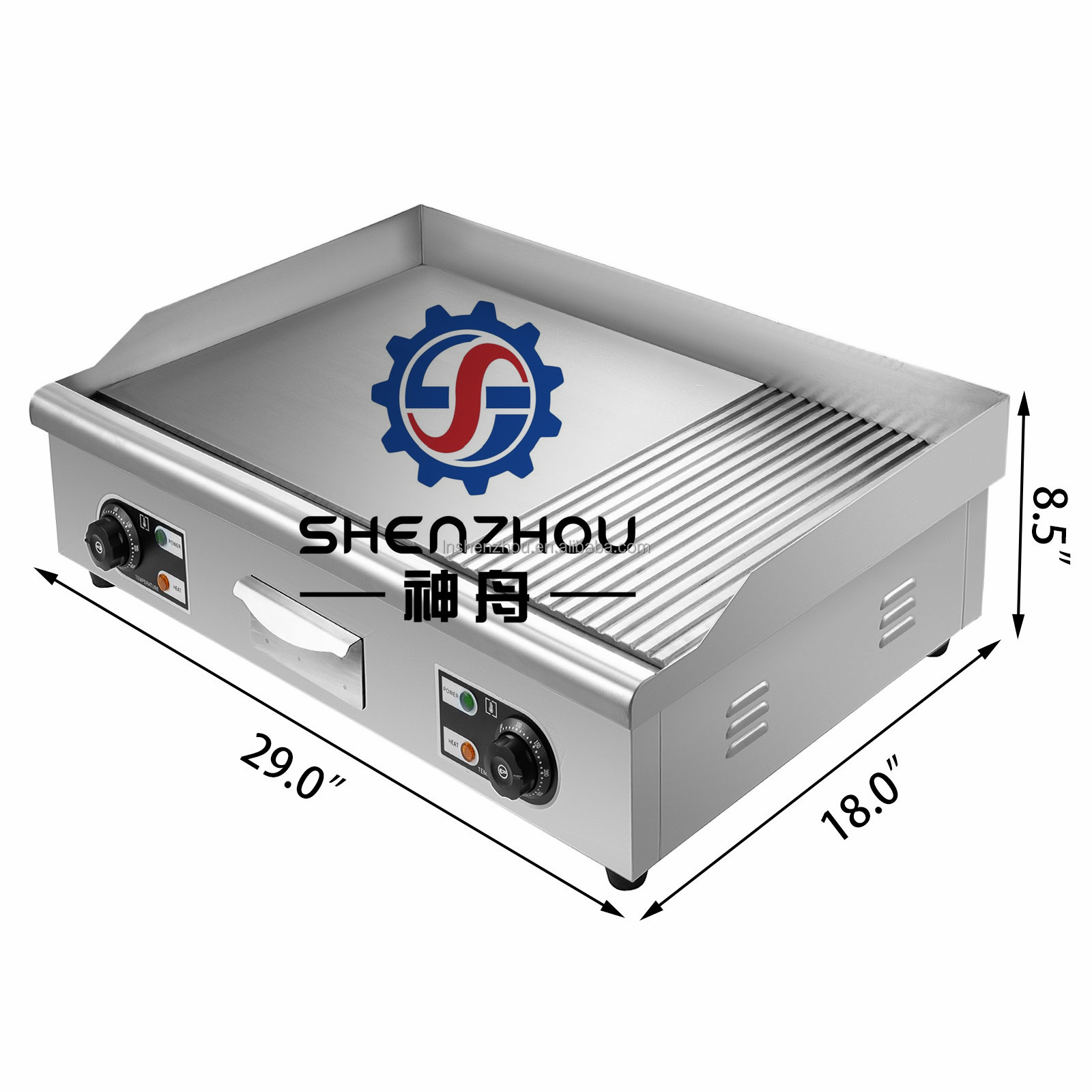 Shenzhou - Электрический гриль с рифленой и плоской поверхностью, коммерческий гриль-сковорода шириной 30 дюймов. 8