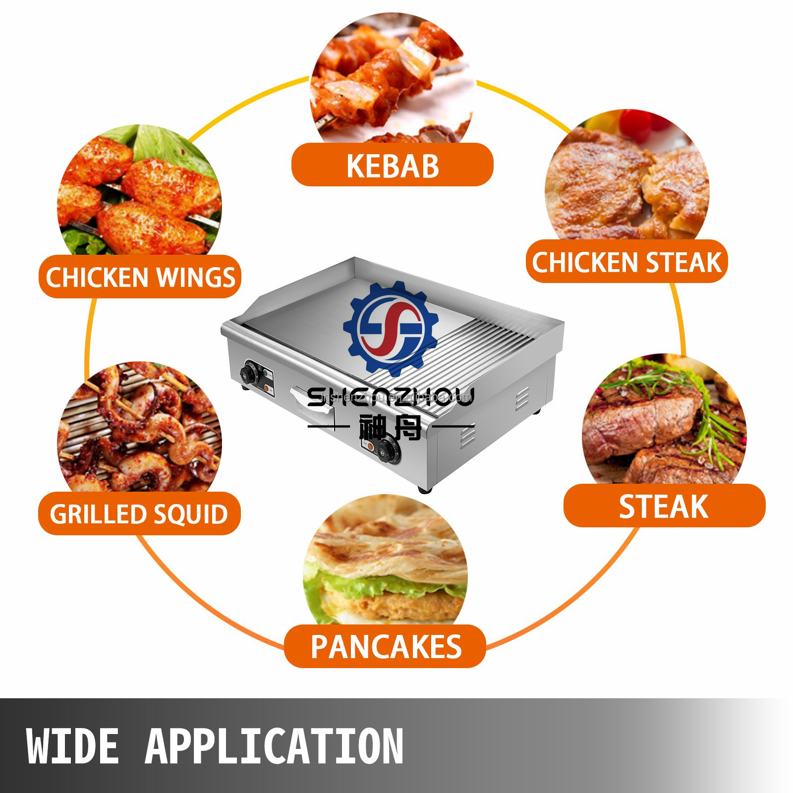 Shenzhou - Электрический гриль с рифленой и плоской поверхностью, коммерческий гриль-сковорода шириной 30 дюймов. 15