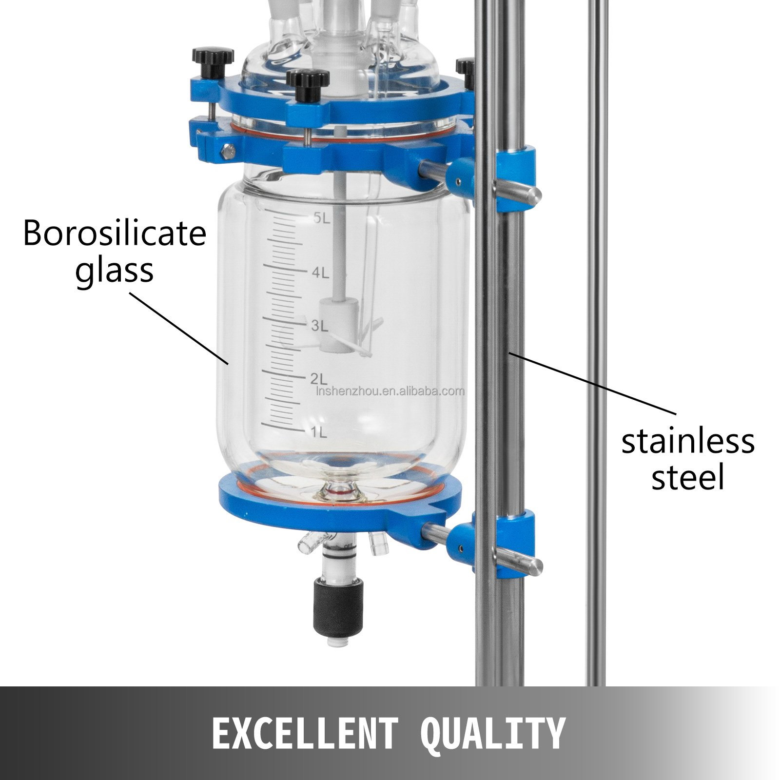 Shenzhou - 5l Jacketed Glass Reactor Reaction Vessel 100w Digital 0-1200r/min Chemical Lab Hot selling machine 10