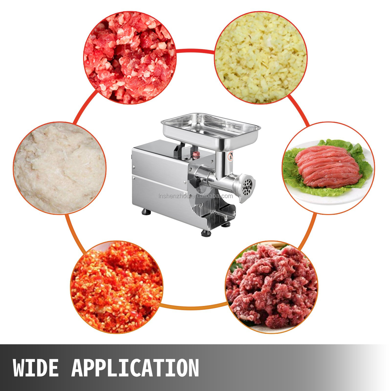 Shenzhou - Kitchen Heavy Duty Stainless Steel Electric Meat Grinder 75kg/h Filling&Packing Machine 12
