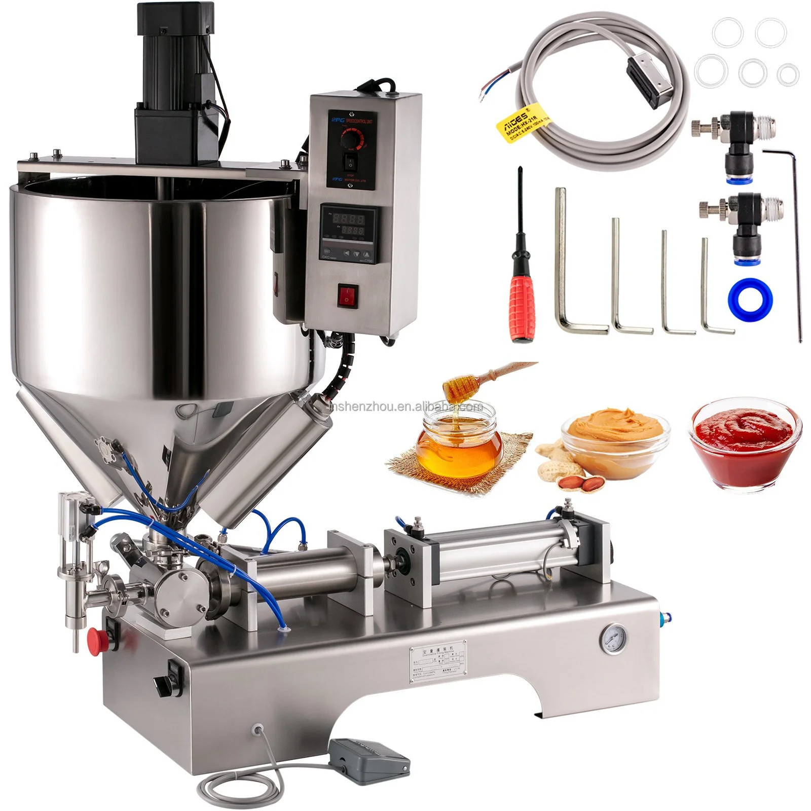 Shenzhou - Paste Liquid Heating Mixing Filling Machine With Vertical Hopper Filling&Packing Machine 1