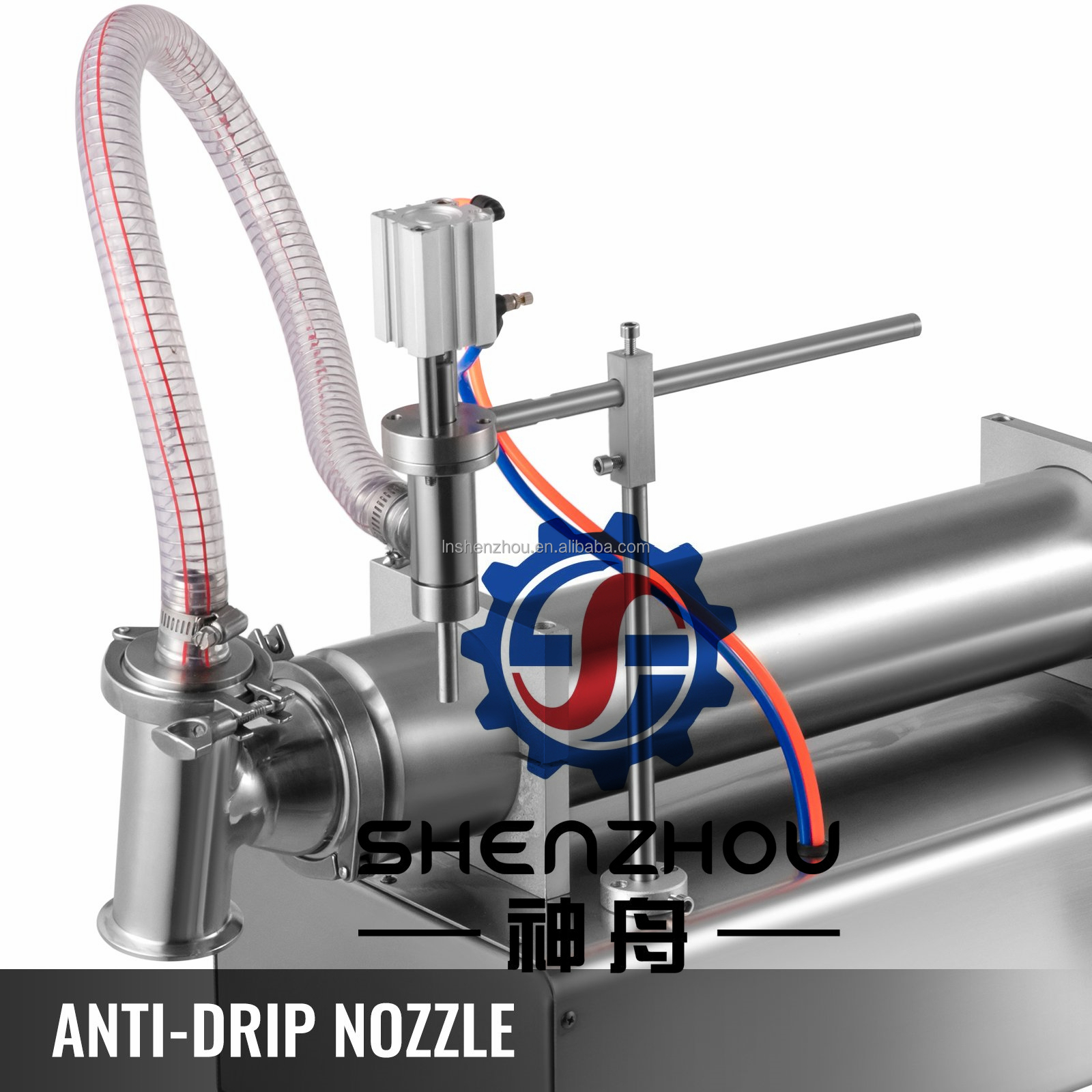 선저우 - 단일 헤드 공압식 액체 충전기 500-3000ml 우유 충전기 제어식 충전 및 포장기 12