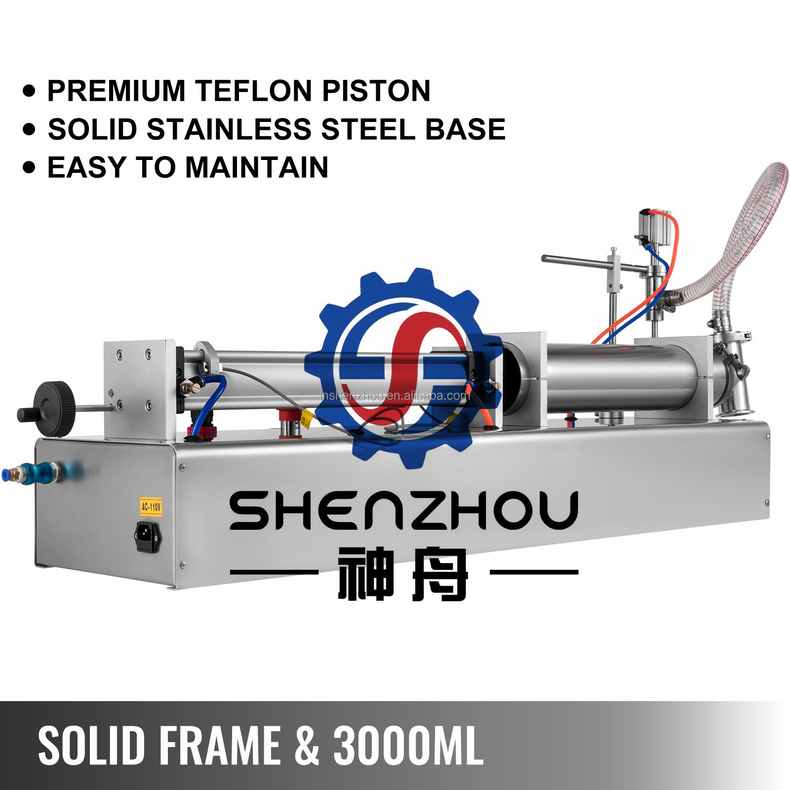 선저우 - 단일 헤드 공압식 액체 충전기 500-3000ml 우유 충전기 제어식 충전 및 포장기 9