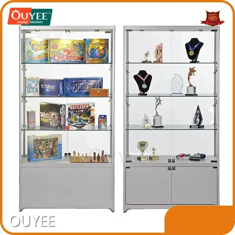 Customized Free-Standing Glass Tower Showcase Display Cabinet 1
