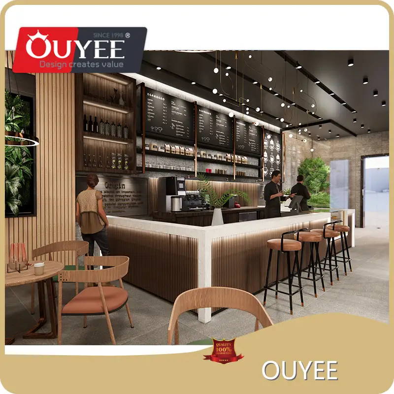 Custom Wood Coffee Shop, Bubble Tea Counter & Juice Bar Kiosk 1