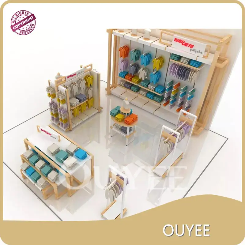 Mall Kiosk Design Baby Shop Garment Display Rack for Baby Clothing 1