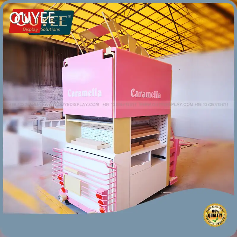 Factory Movable Wooden Candy Display Cart Kiosk for Mall Retail 1