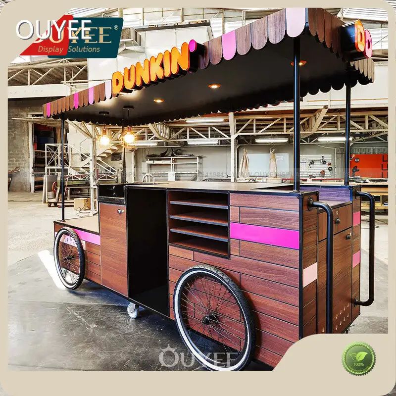 Mall Kiosk Wooden Display Counter Cabinet with LED Lights Candy Cart 1