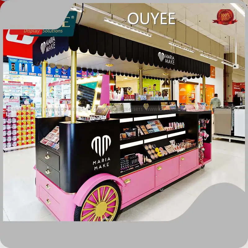 Manufacturer LED Pink Candy Cart Mall Kiosk Retail Display 1