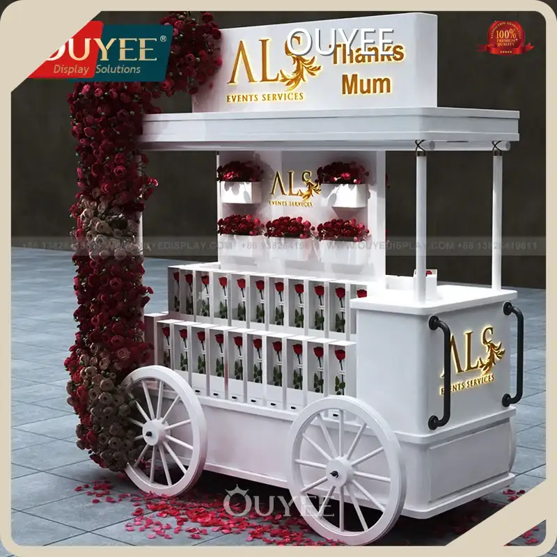 Shop Counter Display Kiosk - Candy & Flower Showcase Cart 1