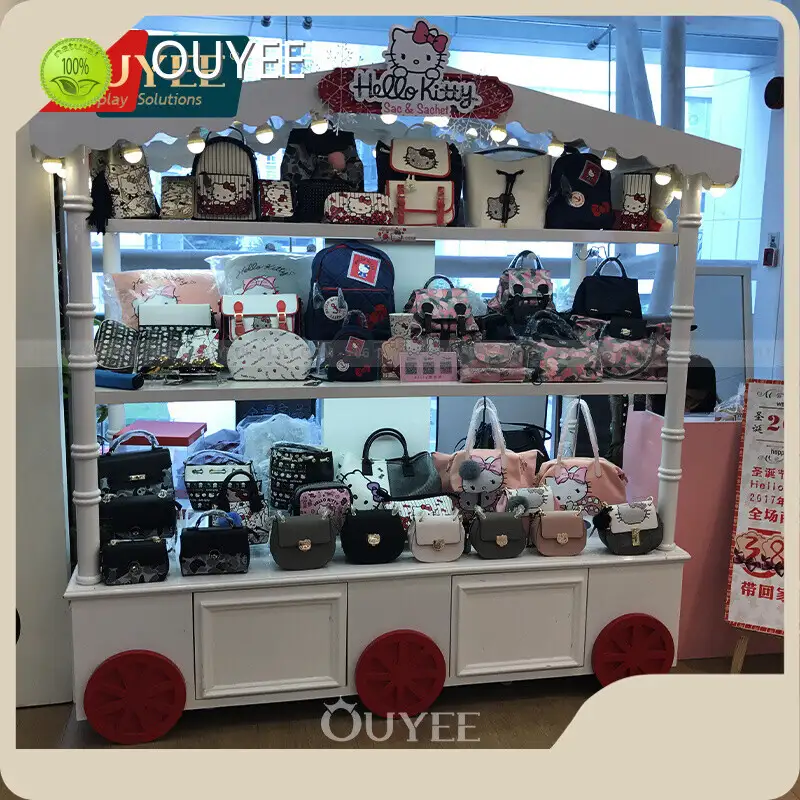 White Mobile Candy Cart - Wood & Metal Mall Food Kiosk with LED 1