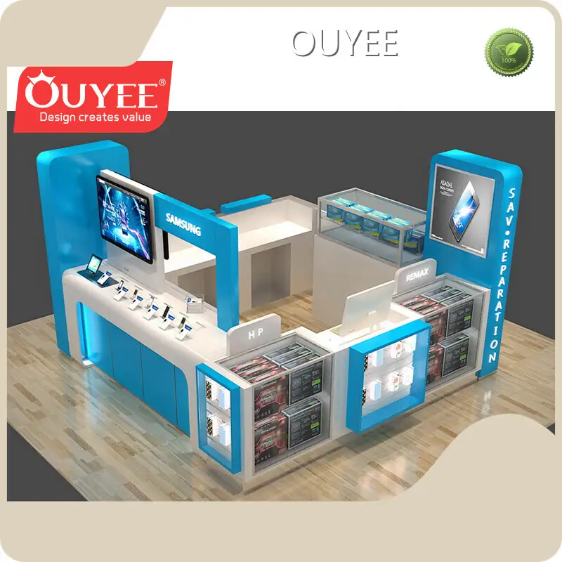Glass Cell Phone Retail Showcase Kiosk for Mobile Phone Accessories 1