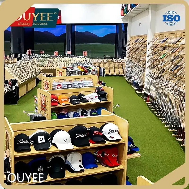 Wooden Golf Bag Display Rack Stand for Shop Storage Systems 1