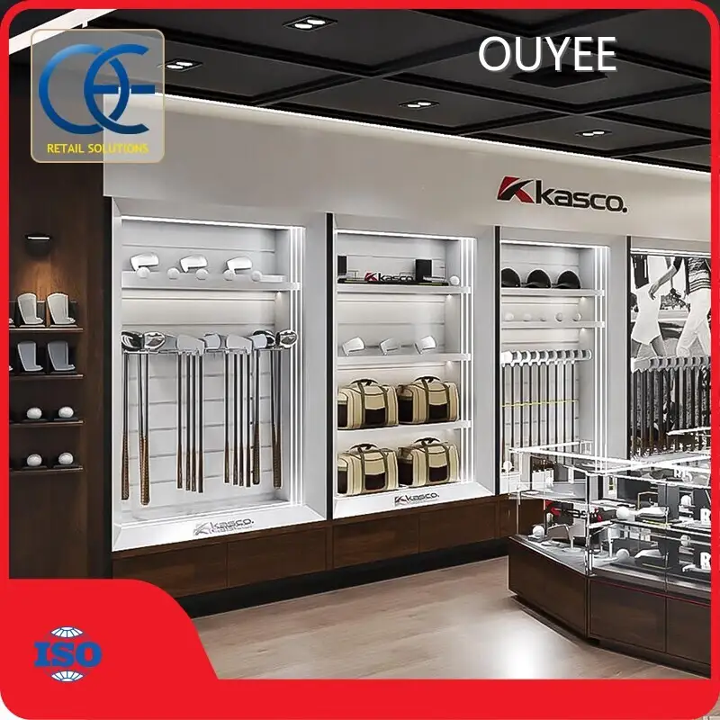 Factory OEM/ODM Black Wood Wall Cabinet Custom Golf Club Display Rack 1