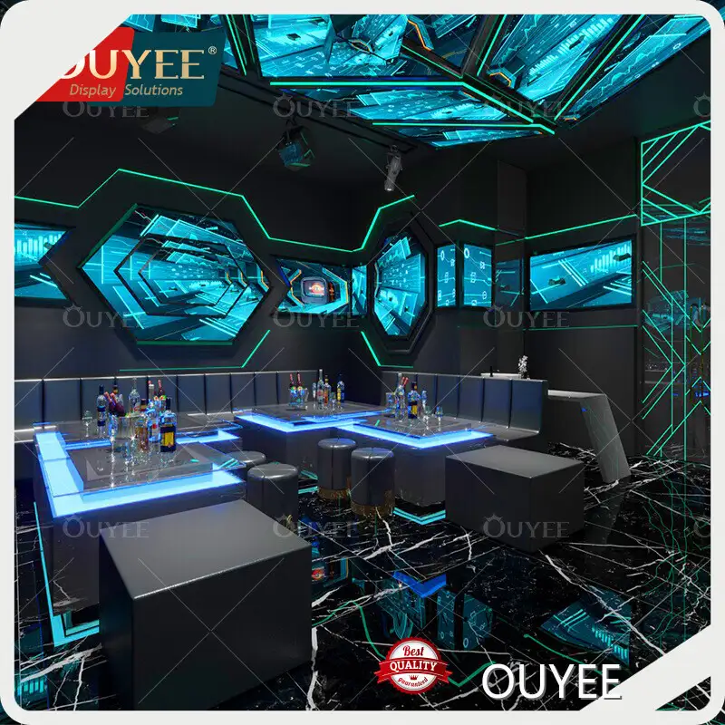 KTV/Bar LED Booth Counter with Black Sofa - Nightclub Lounge Furniture 1