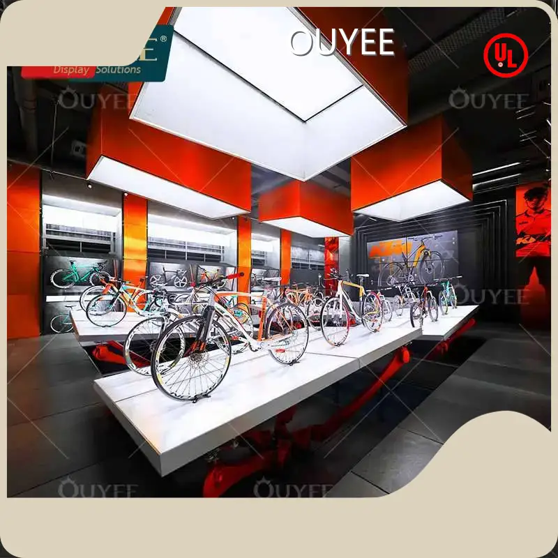 Custom Wall-Mounted Bike Display Cabinet for Cycling Store Interiors 1