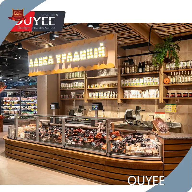 Gondola Supermarket Shelving with Hooked Plastic Fruit Baskets 1