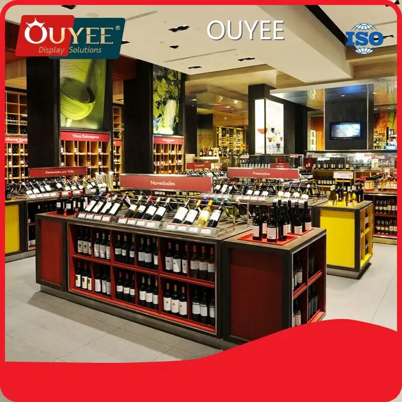 Wine Bottle Display Holder with Glass Pegs, Wood Plastic Iron 1