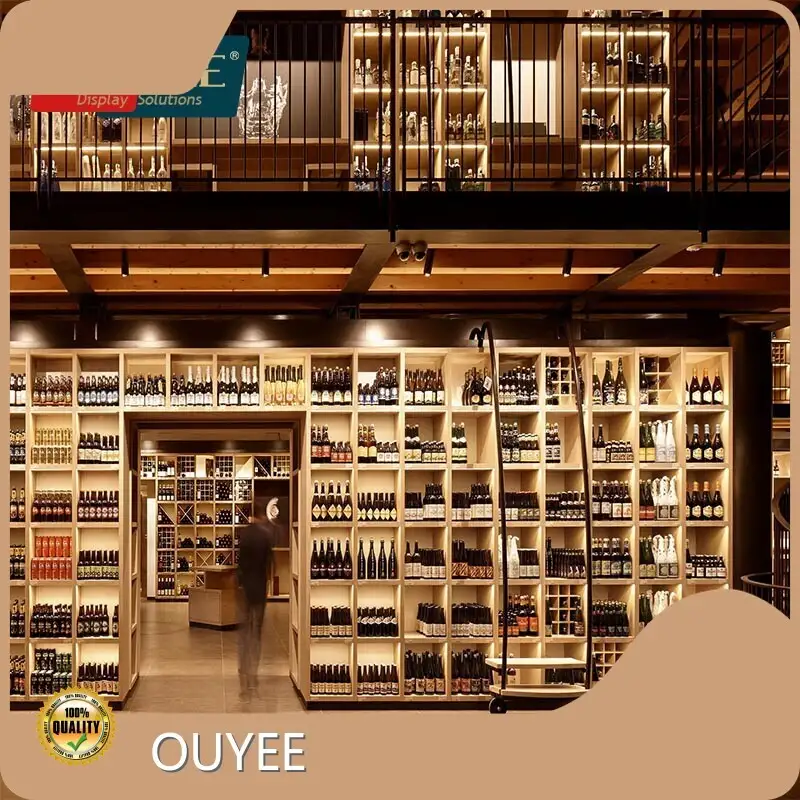 Commercial Wine Bar Cabinet& LED Wall Display Rack (Wood/Iron/Plastic) 1